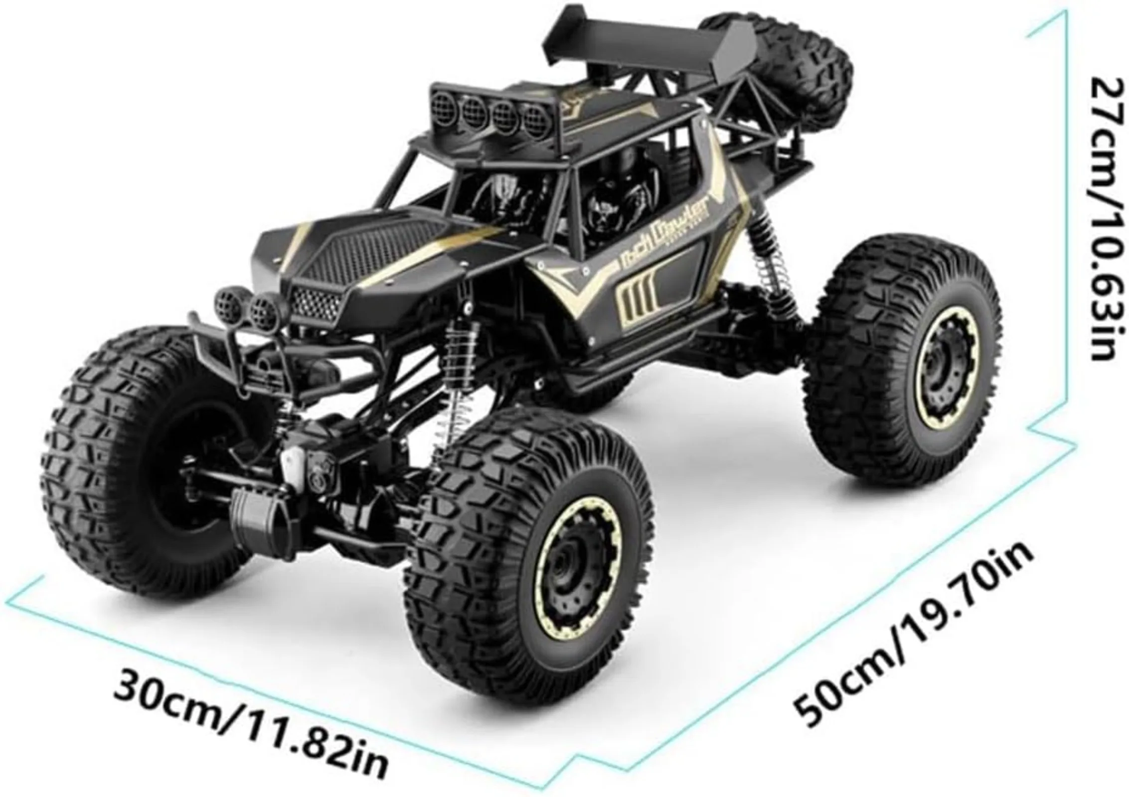 1/8 4WD Metal Alloy Body RC Truck Off-Road 4x4 2.4G All Terrain Large Rock Crawler Remote Control Car Toys Gift for Children 6