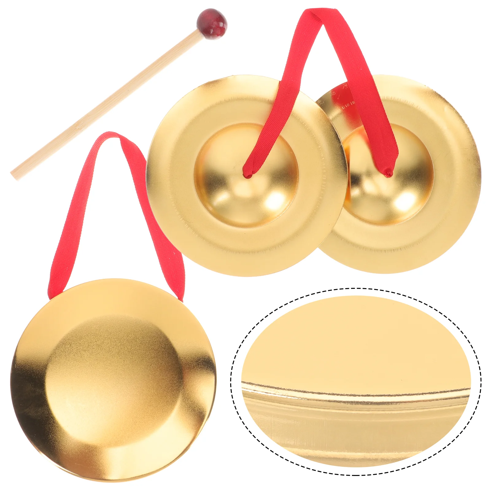 

1 Set of Portable Gong Instrument Handheld Percussion Toy Funny Percussion Instrument Kids Supply