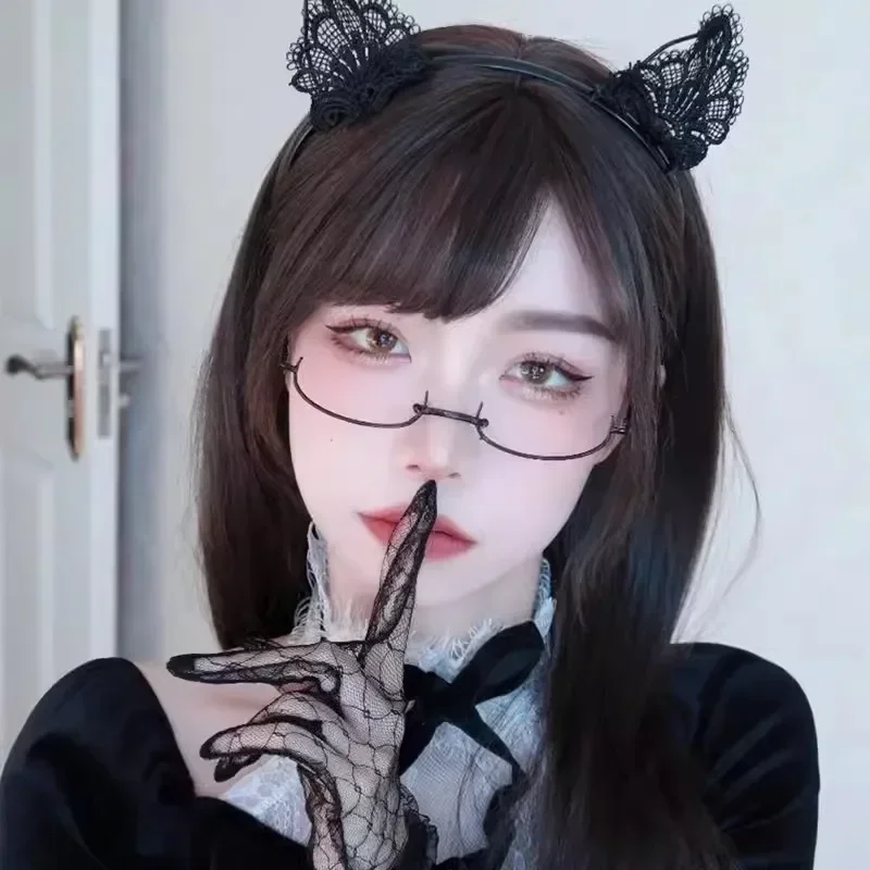 Retro Chic Metal Frame Half Glasses for Cosplay & Photography Decor