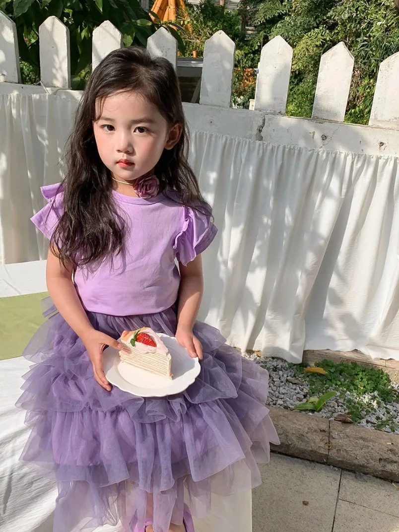 여아용 달콤한 공주 롱 케이크 스커트, 생일 디자인 유니폼, 럭셔리 파티 천, 2-9T, 2024 용수철 가을