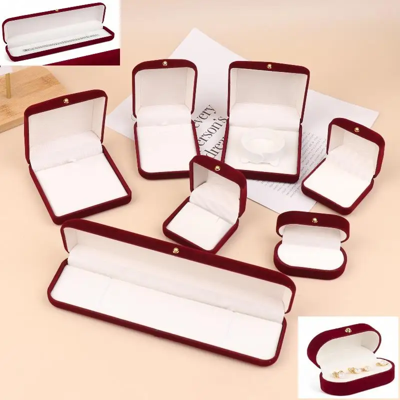 Flocking Gold Buckle Jewelry Box Pendant Ring Necklace Earring Bracelet Display Storage Box Luxury Feelings Packaging Box