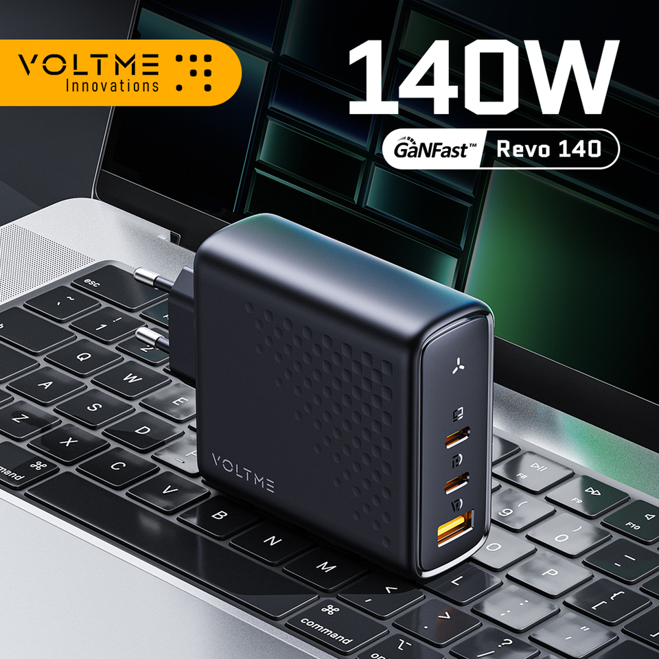 VOLTME GaN Charger 140W USB Type C PD3.1 Fast Charge For Macbook pro 16″ Quick Charge 5.0 Phone Charger For iPhone 15 Pro Max