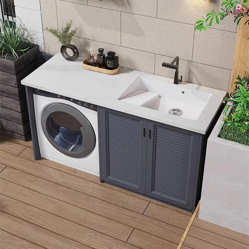 Balcony Garden Outdoor All-aluminum Washing Machine Cabinet Combination Outdoor Garden Waterproof Sunscreen Washboard Integrated