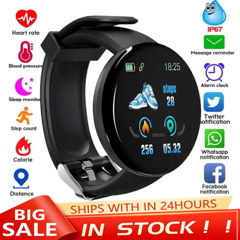 1pcs Women Smart Watch Sport Fitness Tracker Touch Button SmartWatch Men Fashion Electron Clock IP65 Waterproof For Android IOS