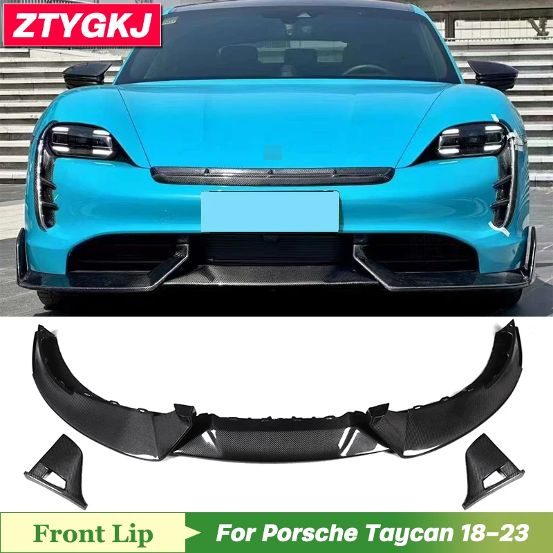 

M Style High Quality Carbon Fiber Front Bumper Lip Splitters For Porsche Taycan Tuning 2018-2023