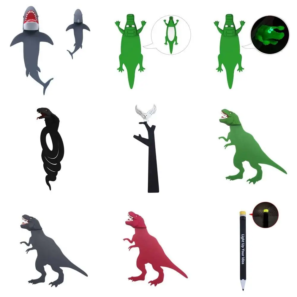 

1Pc Cute Cartoon 3D Stereo Bookmark PVC Marker Book Clip Shark Crocodile Bookmark Of Pages Kids Gifts School Stationery Supplies