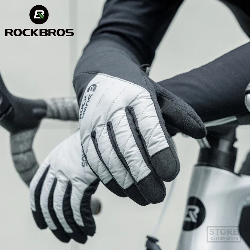 

ROCKBROS Bicycle Gloves Breathable Non-slip Cycling Touch Screen Winter Thermal Warm Full Finger Glove Riding
