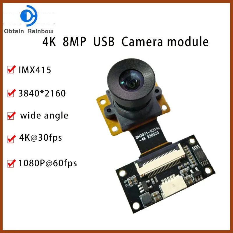 Módulo Webcam Usb de Alta Velocidade hd 8mp Sensor Imx415 30fps Mjpeg Resolução 3840×2160 Fpc Suporte para Câmara de Vídeo Uvc Otg 4k