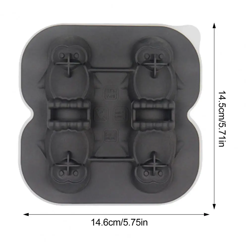 4 Grids Penguin Shaped Ice Cube Trays 3D Ice Cube Mold Easy Release Slow Melting Ice Maker For Whiskey Cocktails Brandy Coffee