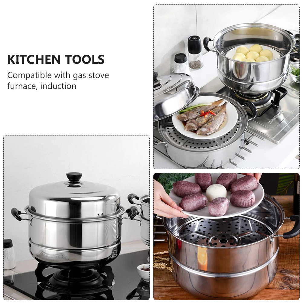 Steam Cooking Pot Food Steamer Chinese Basket Fish Crab Noodles