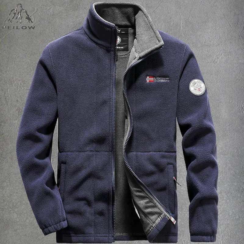 MensSoftPolarFleeceFishingJacketFullZipWinterCampingJacket