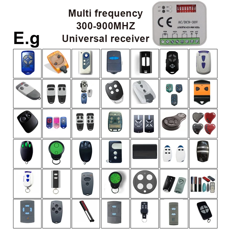 SMG-662 RX MUTI 300-900mhz Universal Garage Door Remote Control 433mhz 868mhz Receiver Switch 2CH AC/DC 9-30V Sell in a Package