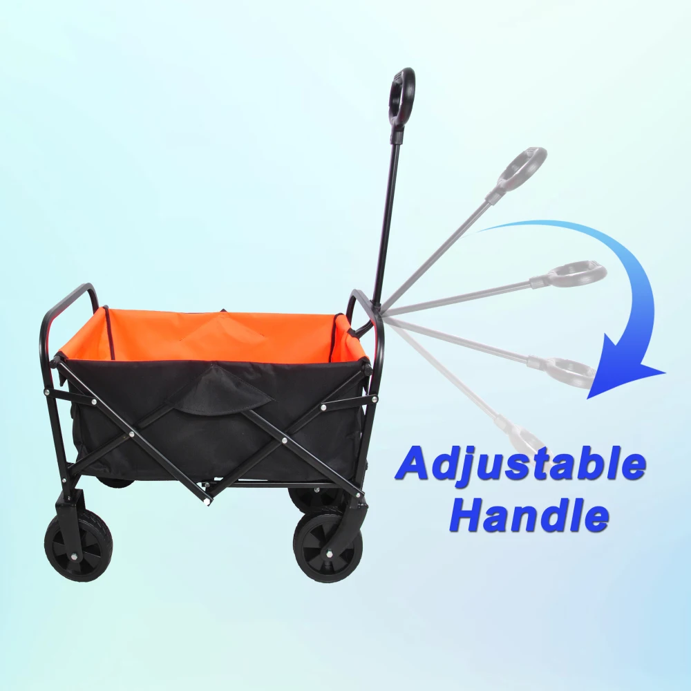 Mini Folding Wagon Garden Shopping Beach Cart, Wagon Gardon Cars with Two Brakes for Beaches, Gardens, Parks, Camping