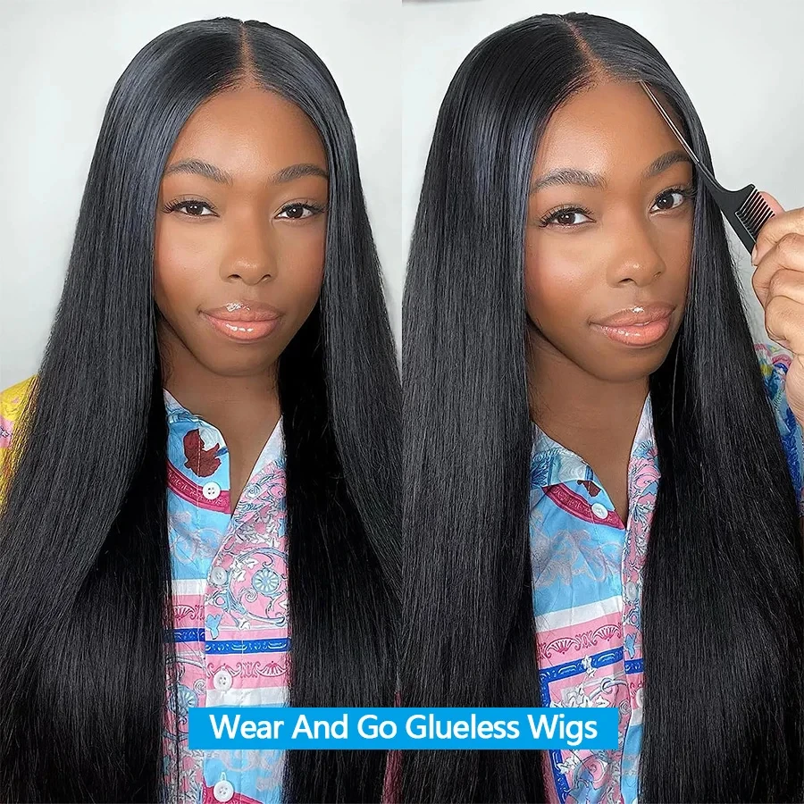 26 Inches Wear And Go Glueless Human Hair Wigs 4X4 Straight Lace Closure Wigs Brazilian Glueless Wig Human Hair Ready To Wear jerry curly lace front human hair wigs female clearance on sale 10 to 30 inches length 100 brazilian black hair 13x4 4x4 13x4x1