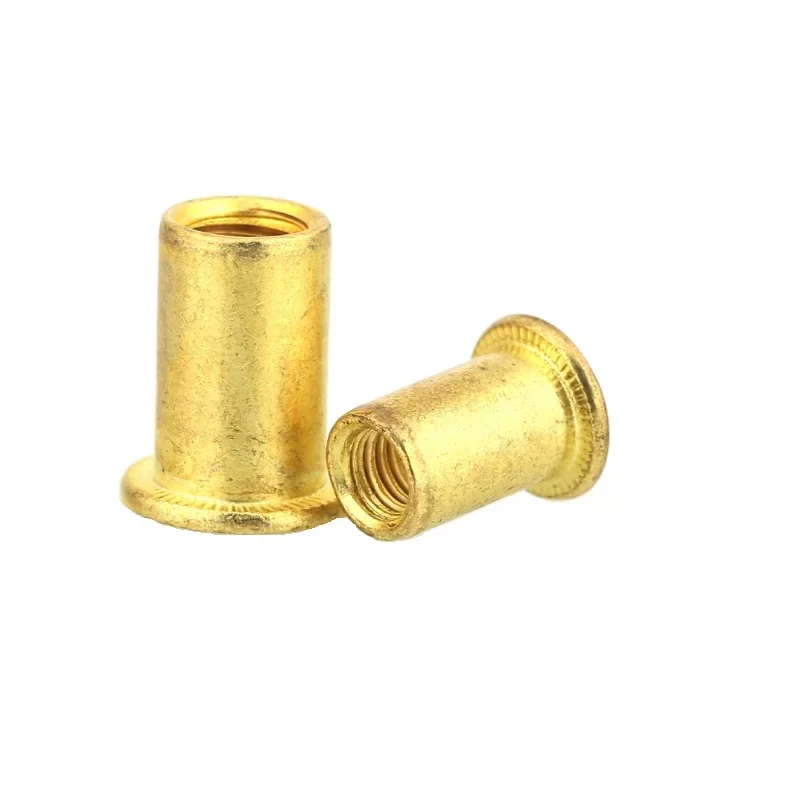 [m5m6m8] 32 copper perforated rivet nut brass flat head pull mother pull cap nut brass smooth anchor pull mother nut