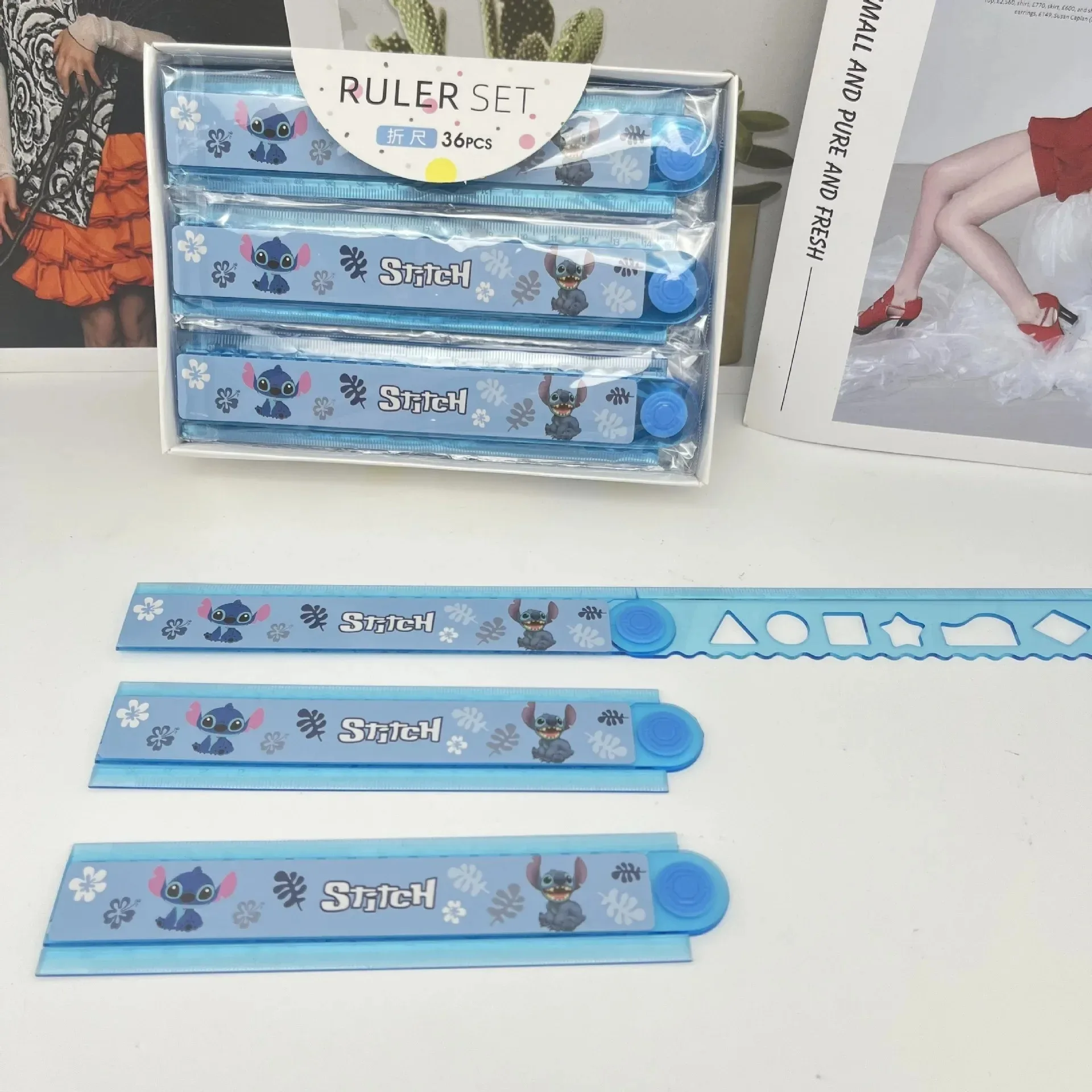 1/10pcs 30cm Lilo & Stitch Folding Ruler Disney Anime Figure Cute School Supplies Accessories Office Tools Kawaii Stationery toy