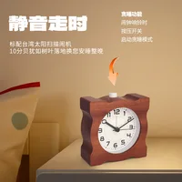 Creative Night Light Nordic Wood Student Silent Solid Wood Desktop Alarm Clock LED Light Small Table Clock Electronic Alarm 1