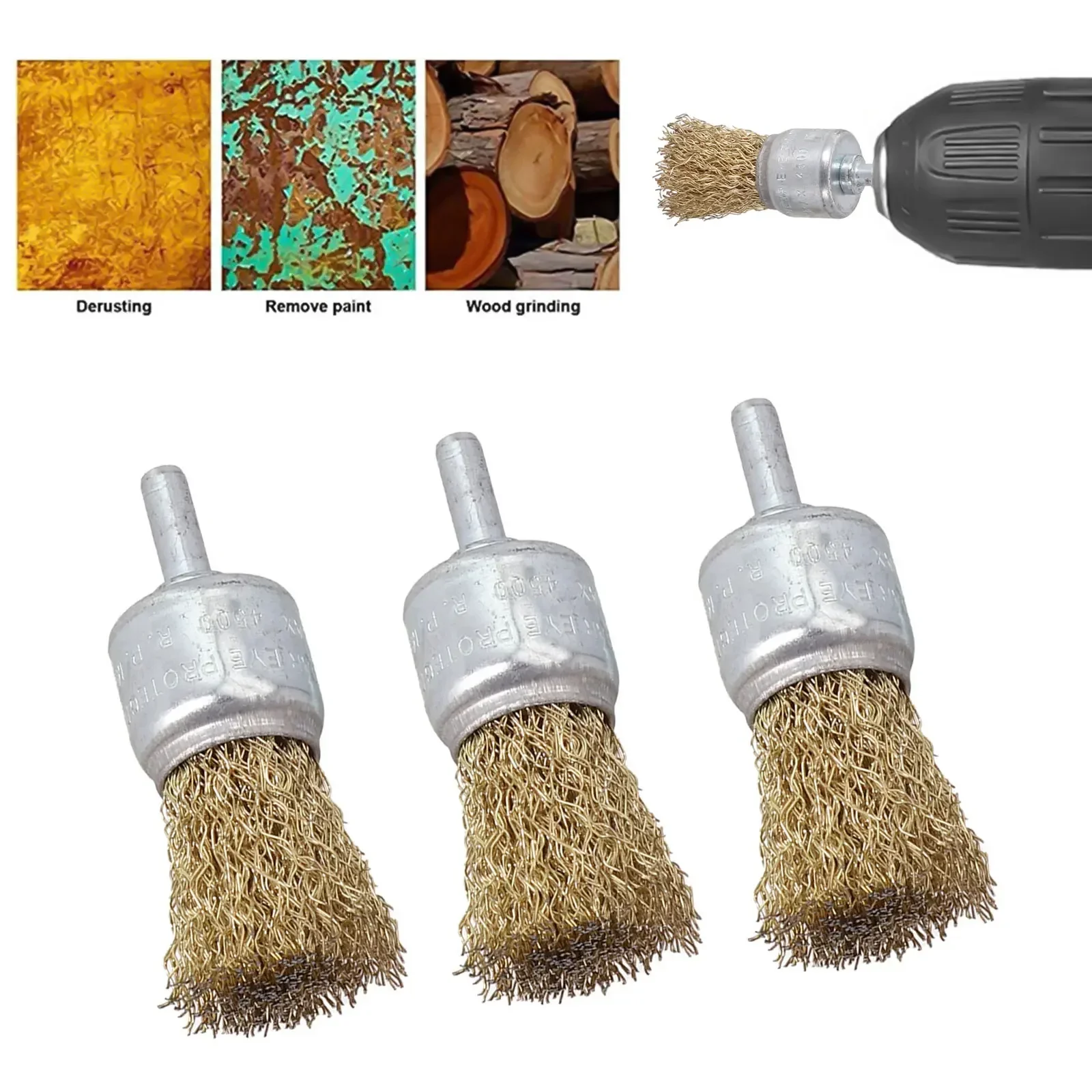 Useful Hot Sale New Practical Brass Wire Brush End Wire Brushes For Drill Rust Removal Tool 25mm 3pcs 6mm Shank