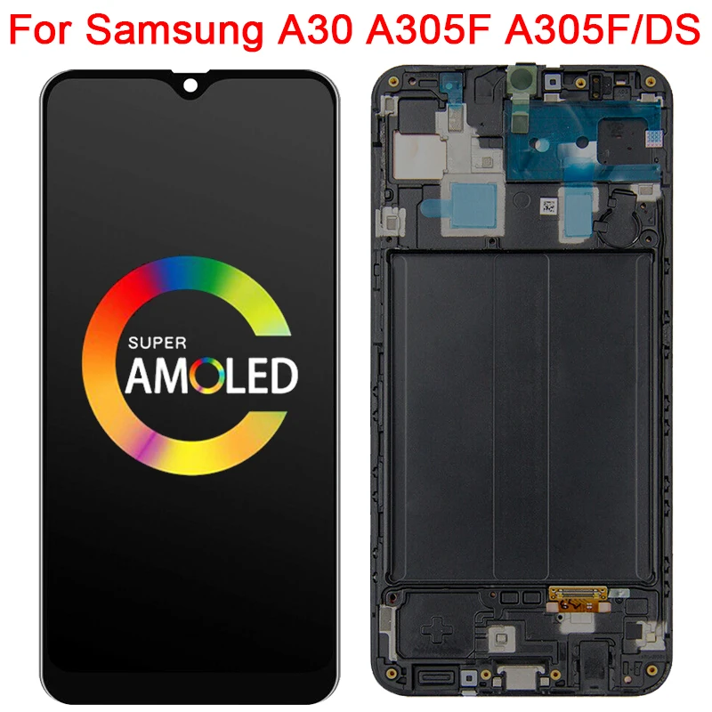 100% Оригинальный ЖК-дисплей для Samsung GALAXY A30 сенсорный экран дигитайзер в сборе A305/DS