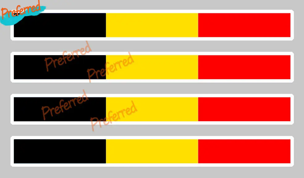 

4 X Belgium Belgian Flag Strips 11cmx1,1cm Sticker Sticker Auto