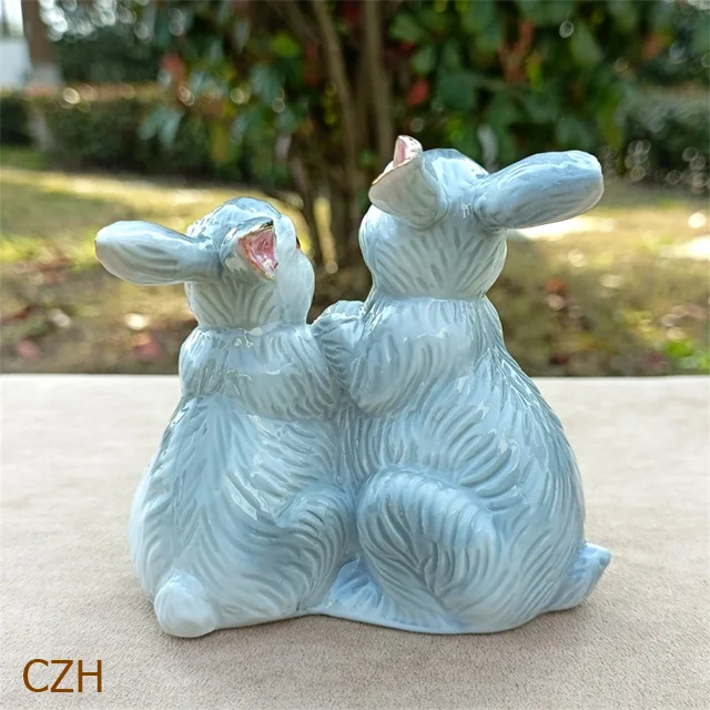 casal coelho artesanato em miniatura ornamento decoração