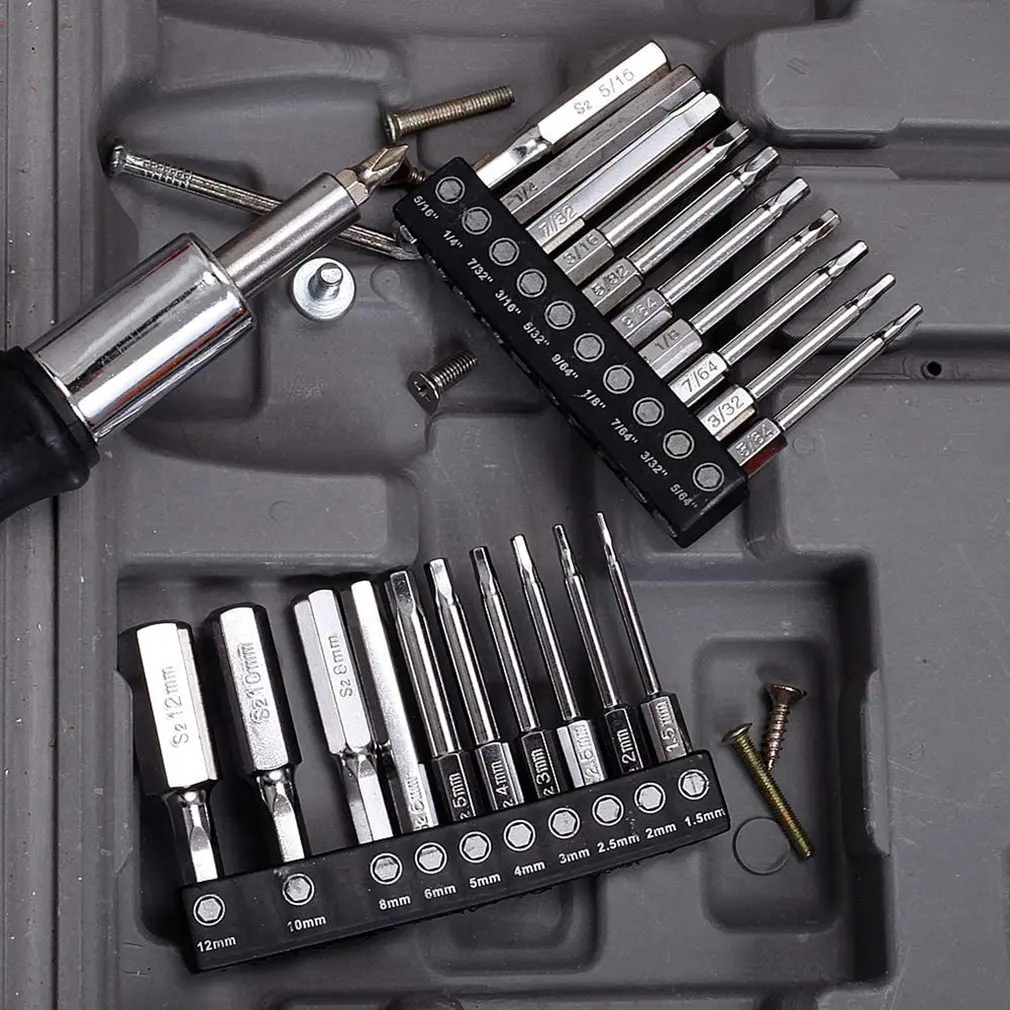 20pcs hex head allen wrench drill bit set metric sae s2 steel hex bits