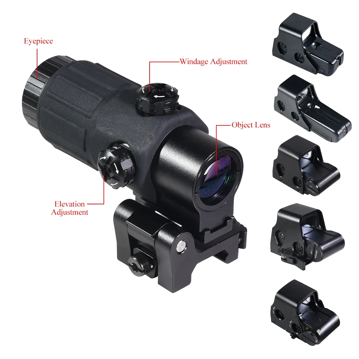 E*t*ch 558 553 G33 Red Dot Sight Holographic Flip 3X Magnifier Airsoft Optics Reflex Sights Scope Collimator Hunting Accessories Holographic Collimator Tactical Magnifier Scope