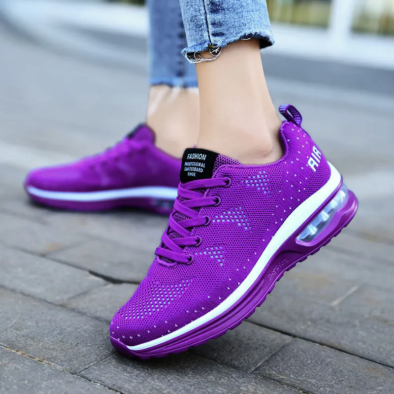 Fashion Sneakers Women Shoes Stretch Fabric Air Cushion Casual Platform Shoes Ladies Loafers New Student Sports Shoes Very Light