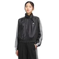 Nouvelle veste coupe-vent Adidas pour femme 2026, noire et argentée, tissée, coupe ample, décontractée, sportive, KS0039 2