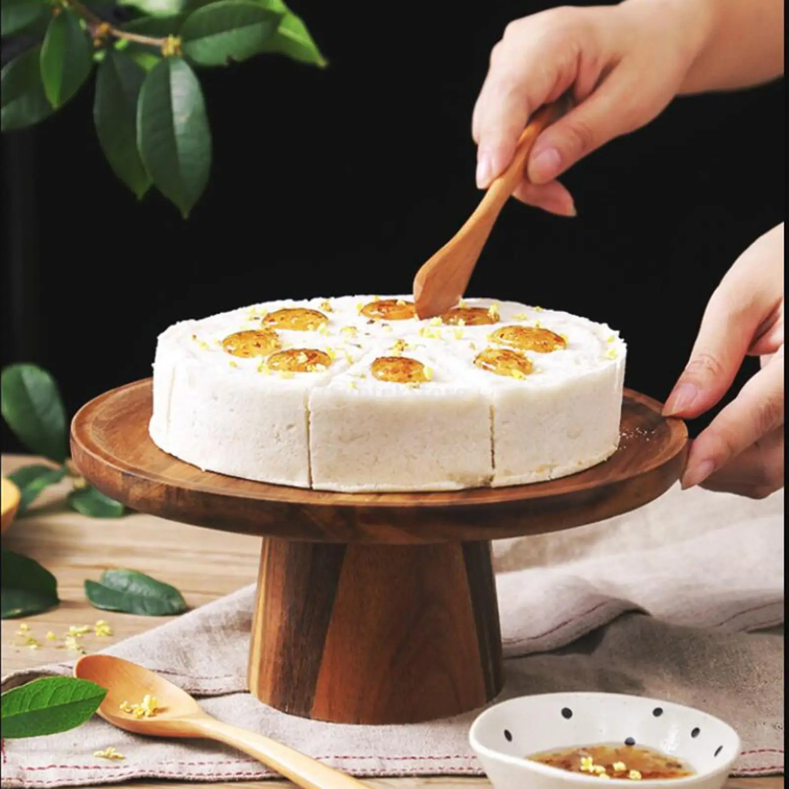 Solid Wooden Tray High-Footed Cake Plate Household Pedestal Stand for Dessert Fruit Snack Display for Sushi dessert cake display stand