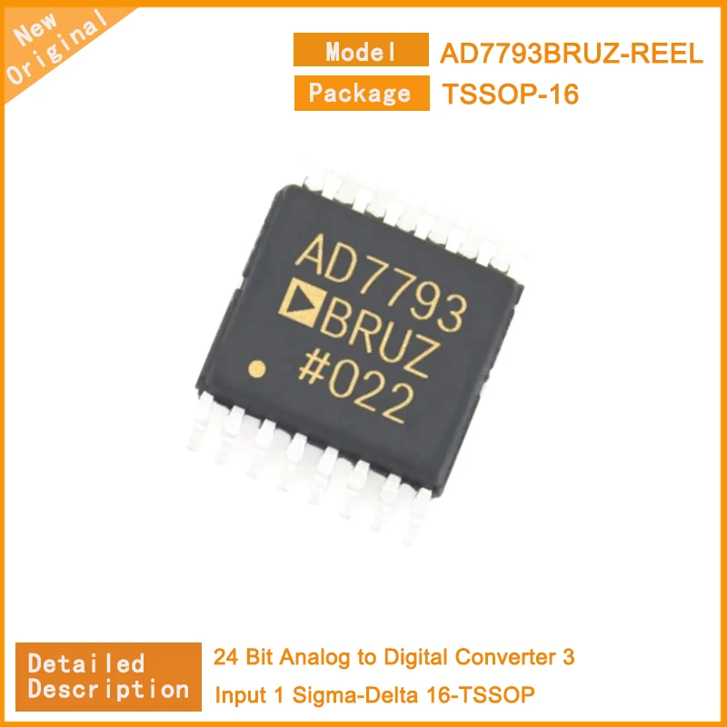 5Pcs/Lot Ad7793Bruz-Reel Ad7793Bruz 24 Bit Analog To Digital Converter 3 Input 1 Sigma-Delta 16-Tssop