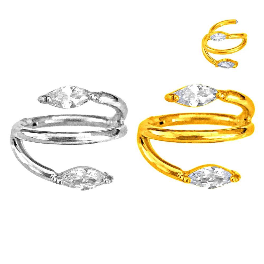 

Marquise CZ Hoop Segment Ring Cast Horse Eye Zircon Clicker Helix Earring Lobe Piercing Jewelry 316L Surgical Steel 16G