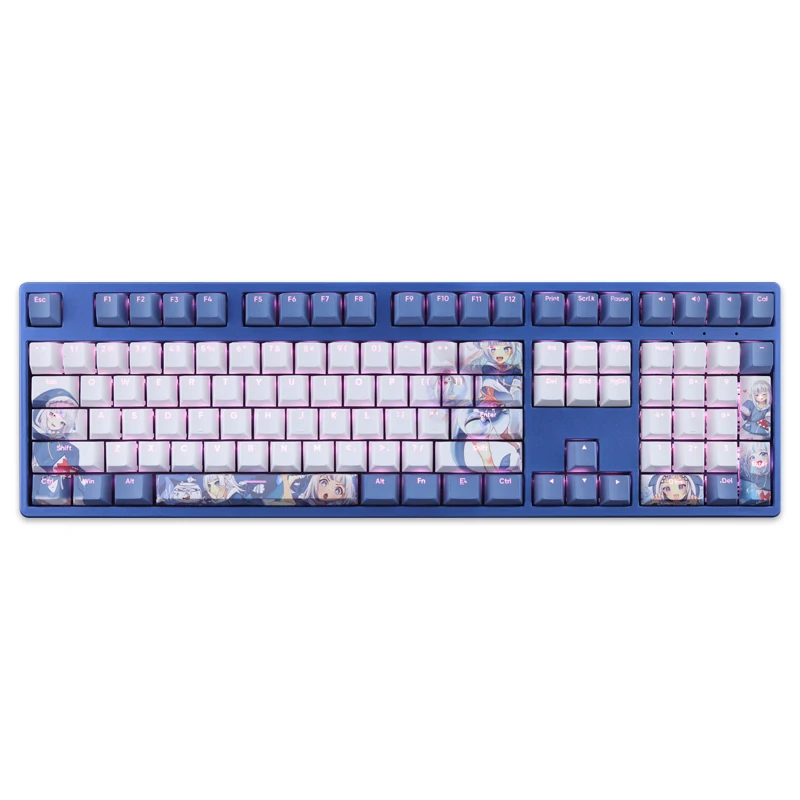108 Tasten/Set Vtuber Gawr Gura Keycap Pbt Dye Subbed Hintergrund 