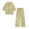 Women's Set 2024 New Fashion Spring Jacquard Loose Ladies Shirt Summer Women Pants Casual Chic Print Set for Women 1