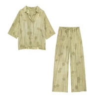 Women's Set 2024 New Fashion Spring Jacquard Loose Ladies Shirt Summer Women Pants Casual Chic Print Set for Women 1