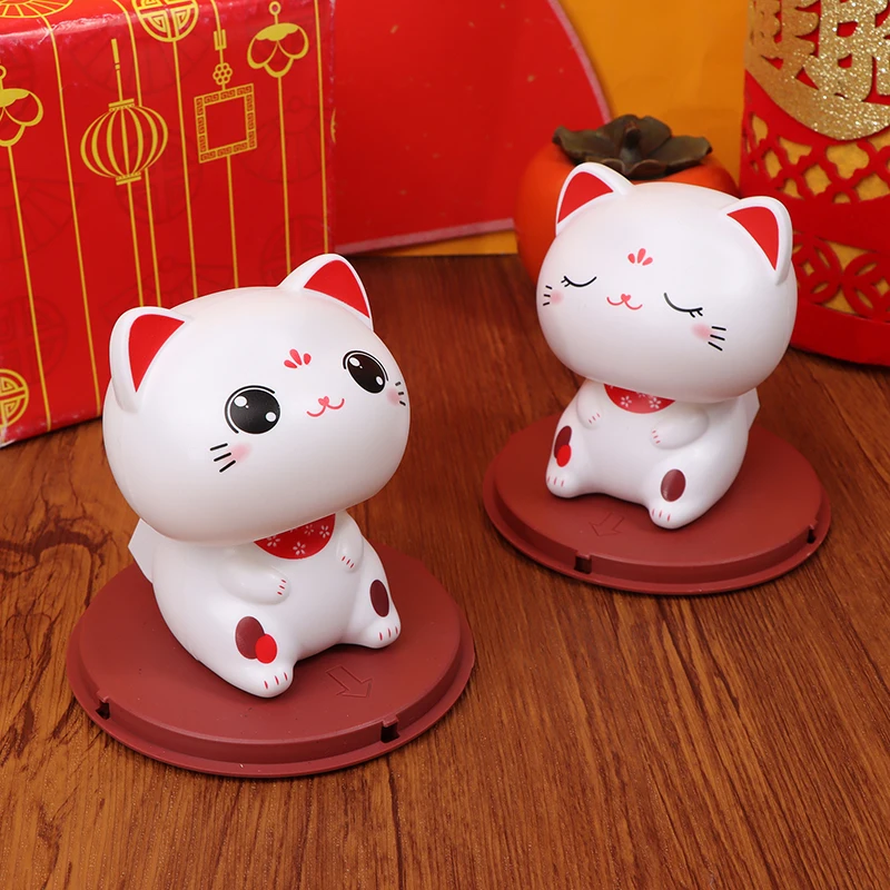 귀여운 태양열 발전 흔들리는 고양이 흔들리는 머리, 고양이 홈 데코, 흔들리는 고양이 장식, 자동차 장식 인형, 자동차 입상 장식