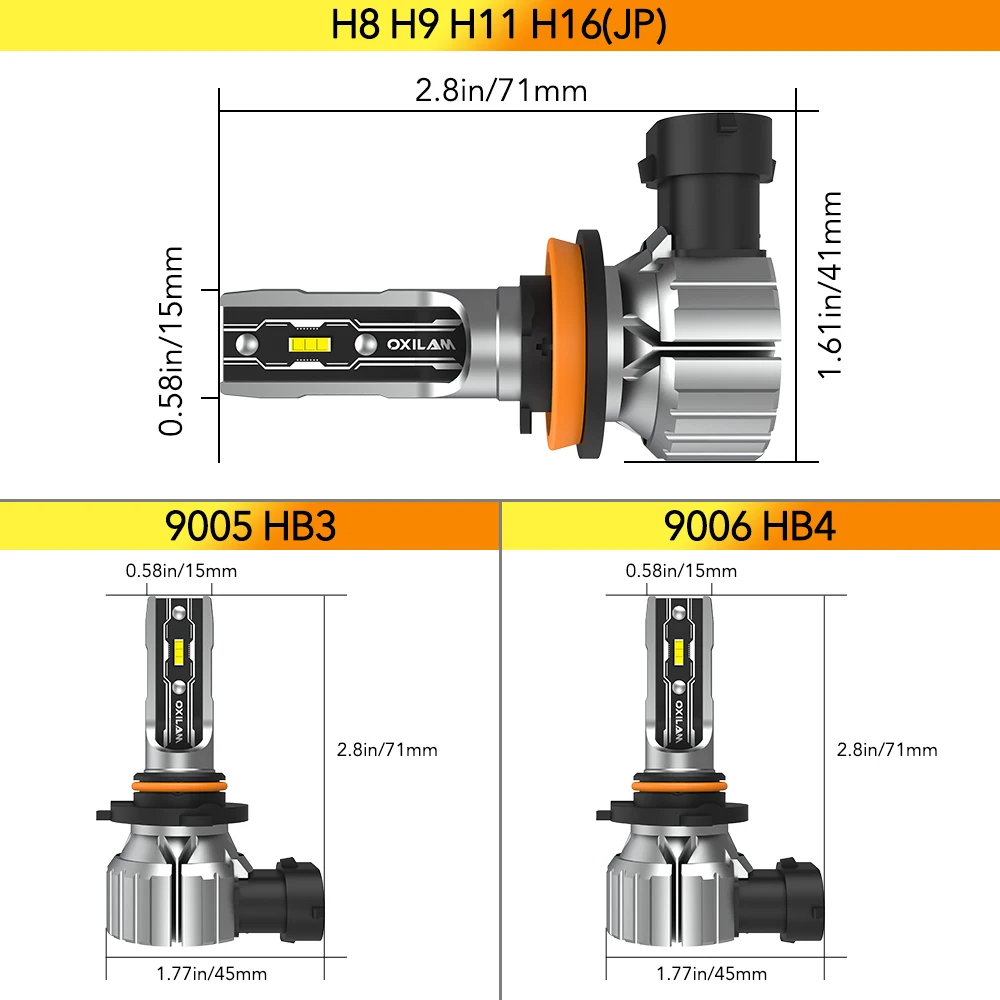 OXILAM 2Pcs 16000LM Fanless H11 LED Headlight Bulb Led Car Lights Led Lights Led Bulbs Led Headlights Led Car Headlights Car Headlamps Super Bright Car Head Light 9005 HB3 6500K HB4 9006 LED 12V 35W H8 H16JP