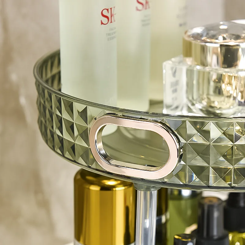 Makeup Organizer 360 Rotating Dresser Storage Rack Bathroom Organizer Perfume Kitchen Condiment Storage Rack Tray Transparent 5