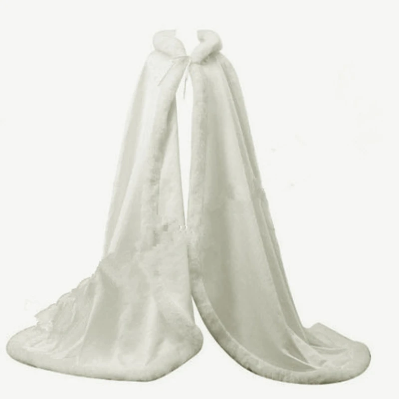 Keep warm in winter Wedding Cape Bridal Jacket Wrap Shawl Floor length Party Wraps Long Accessories Satin Shawl Coat Cloak
