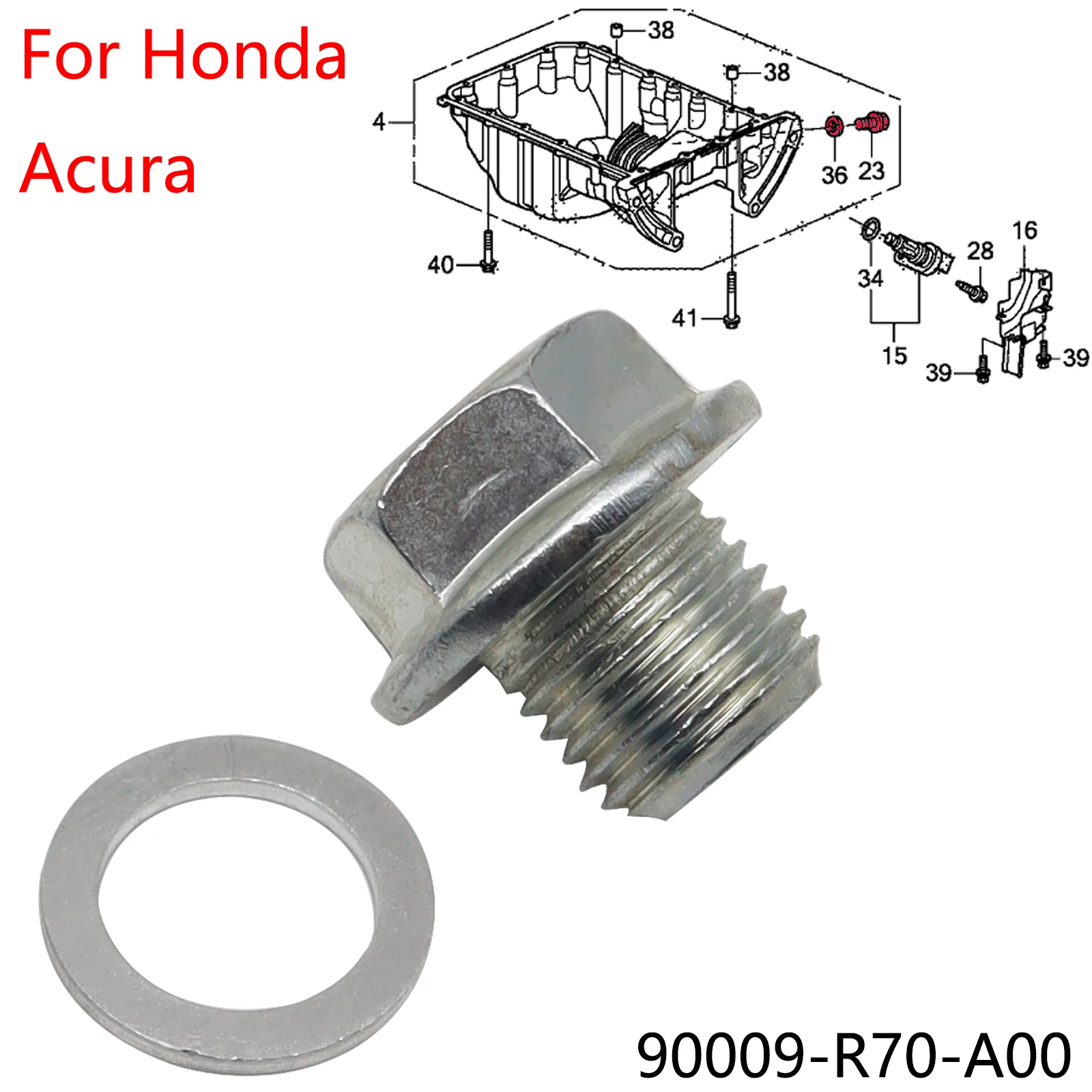 

M14x1, 5 мм Автомобильная Пробка для слива масла двигателя, серебряный болт с шайбой 90009-R70-A00, подходит для Honda Accord CR-V CRX MDX Civic