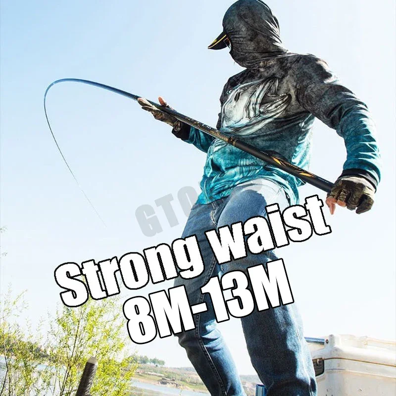 

8M/9M/10M/11M/12M/13M Super Light long Hard Carbon Fiber Hand Fishing Rod high quality Telescopic Fishing Pole Stream