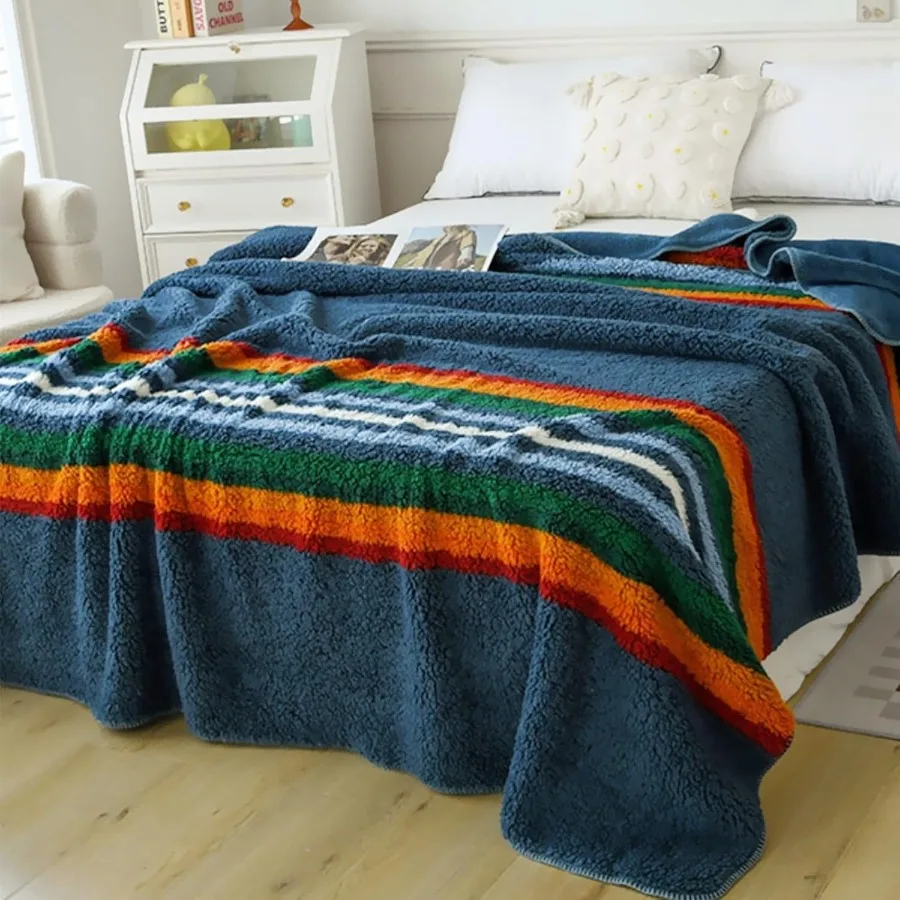 Boho Sherpa Fleece Blanket 90'' × 112'' Ultra Soft Aztec King Blanket for All Season Cozy Plush Bohemian Throw Blanket for Bed