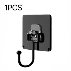 Heavy Duty Large Waterproof Adhesive Wall Hooks - 22 lbs Capacity - 6.8x6.8cm (Black-1PCS)