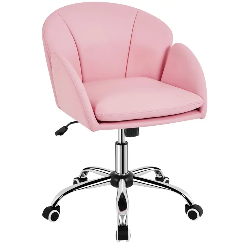 

Modern Rolling Desk Chair with Armrests for Home Office, Simple Pink