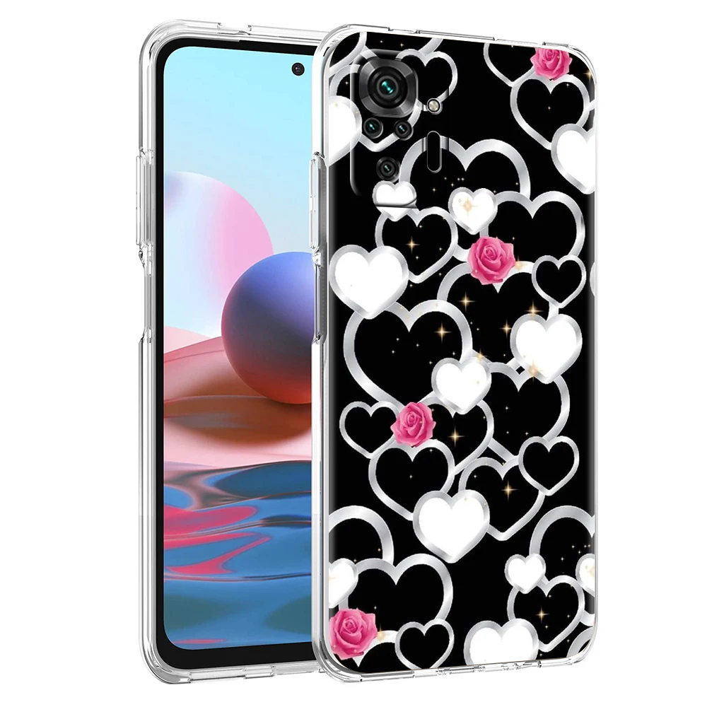 Gold Rose Love Heart Clear Phone Case Cover