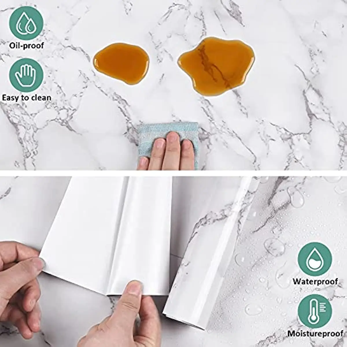 Marble Self Adhesive Contact Paper White Grey Marble Wallpaper Peel and  Stick Glossy Marble Contact Paper for Countertop Kitchen - AliExpress