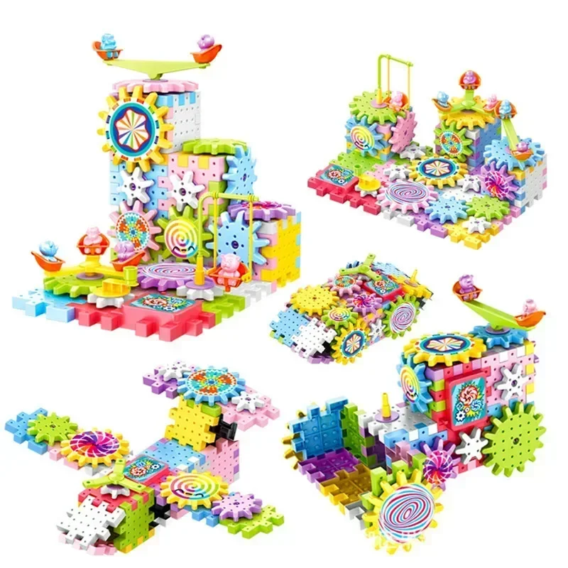 Puzzle Building Block Toy Technical Bricks 263pcs Electric Gears 3D Model Building Blocks Plastic Kid House Blocks Bricks Educational Construction Toys for Children Gifts