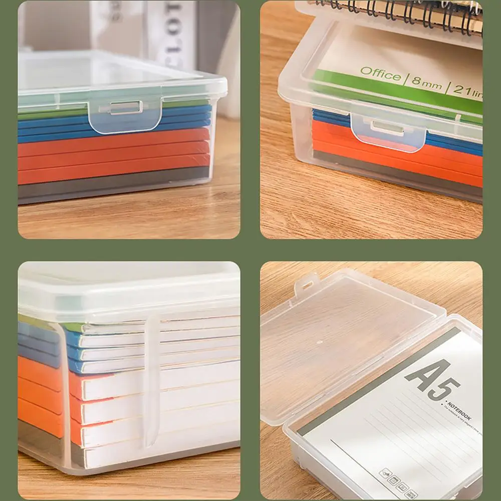 Plastic Document Storage Container Large Capacity Transparent A4/A5 Flie Paper Organizer Box Office Desktop Accessories