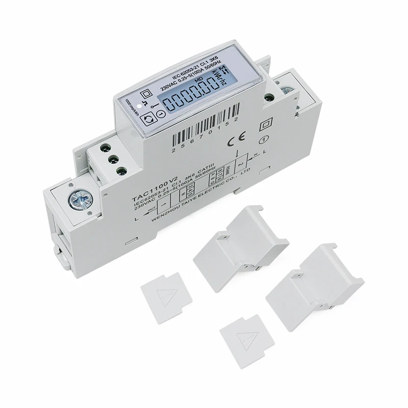 100A 단상 230V Din 레일 미터 전기 Kwh 미터 다기능 에너지 미터 RS485 Modbus RTU 미터 TAC1100