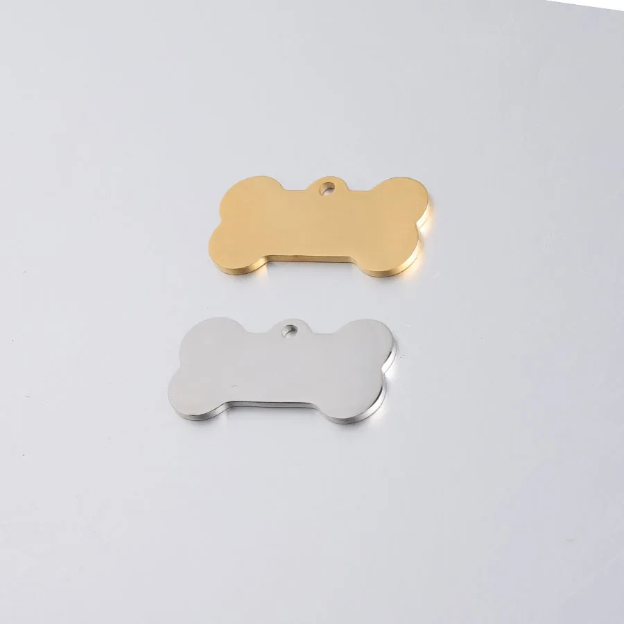 20Pcs/Lot 31*16mm High Quality Mirror Polished Stainless Steel Pet ID Tag Dog Bone Charms DIY Pendant